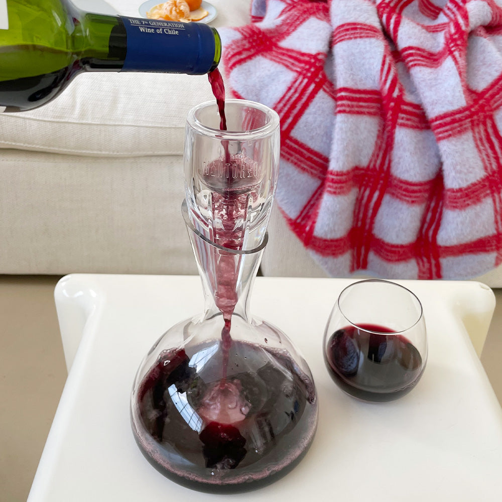 Vintorio GoodGlassware Personal Wine Decanter with Stemless Wine Glass and Omni Aerator
