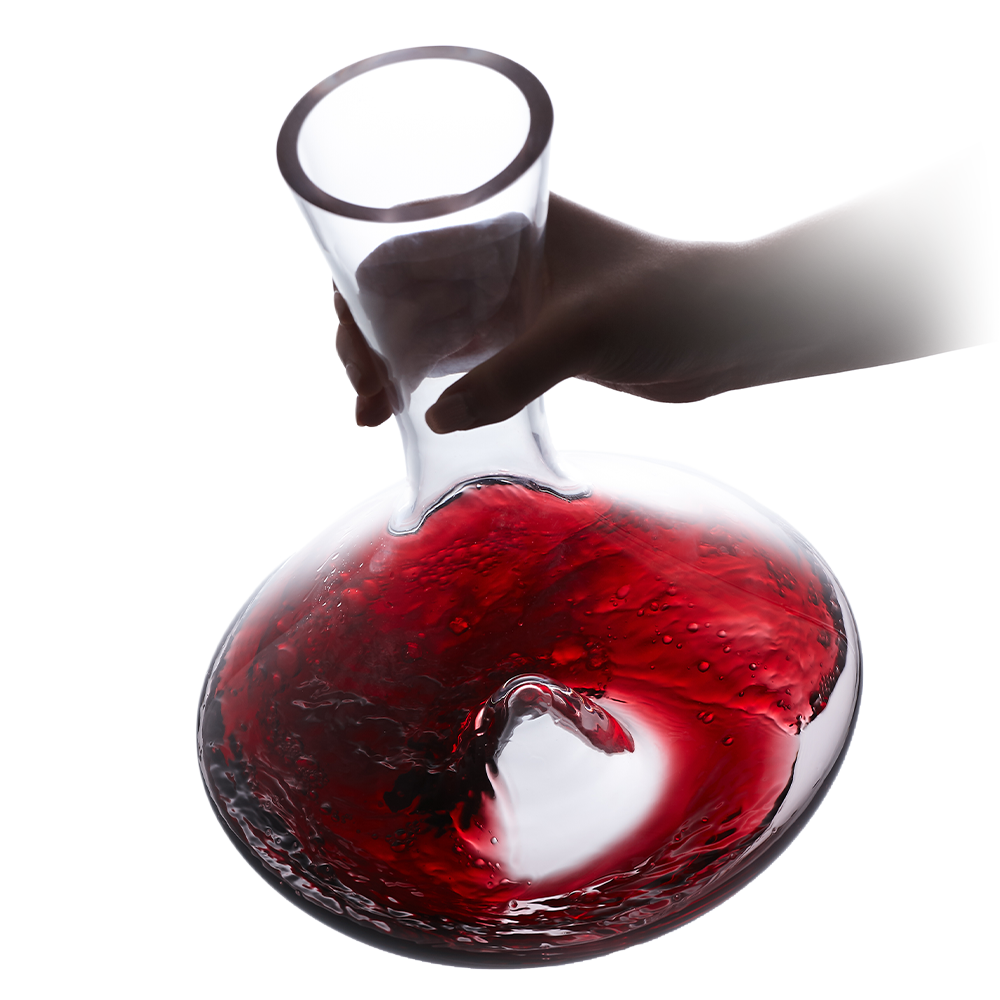 Beautiful swirl of red wine in the Vintorio Citadel Crystal Wine Decanter