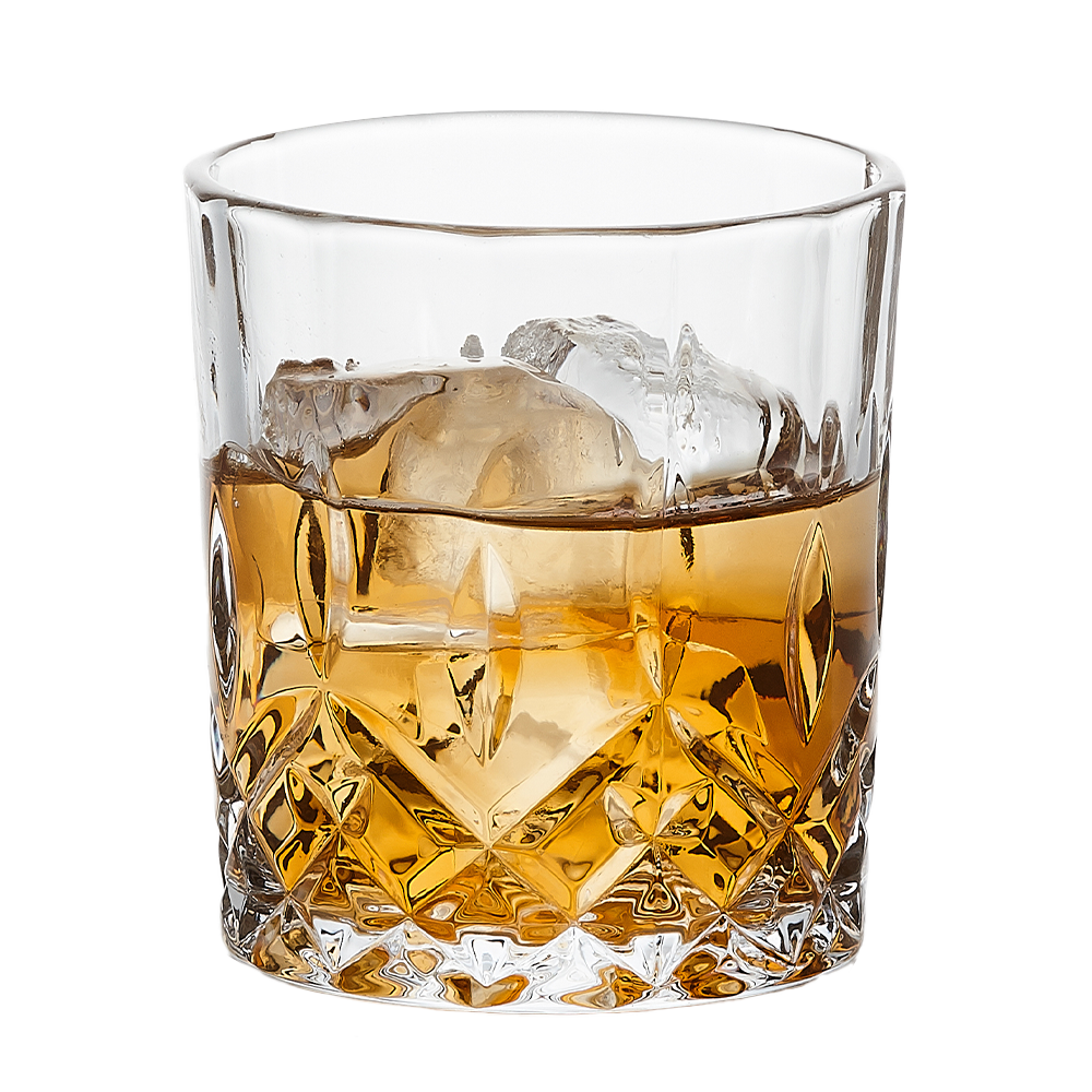 Diamond-cut whiskey glass set