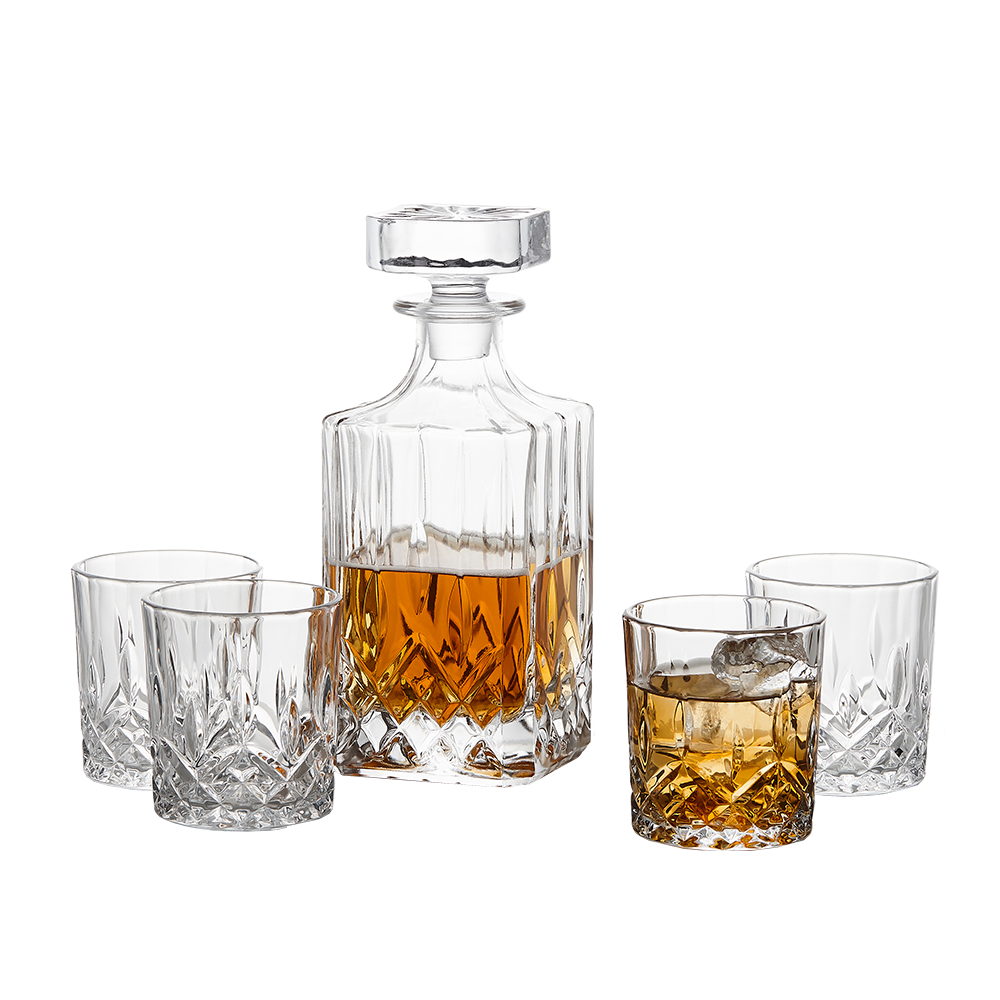 GoodGlassware Whiskey Decanter and Cup Set (5-piece)
