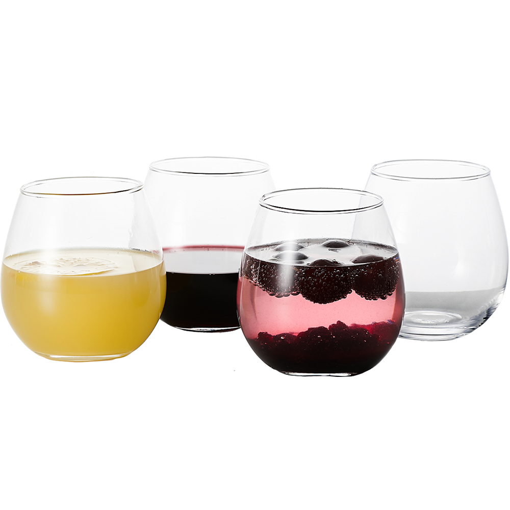 Vintorio GoodGlassware Stemless Wine Glasses (Set of 4) 15 oz - Crystal Clear Clarity, Classic Bowl Design Perfect for Red and White Wines 