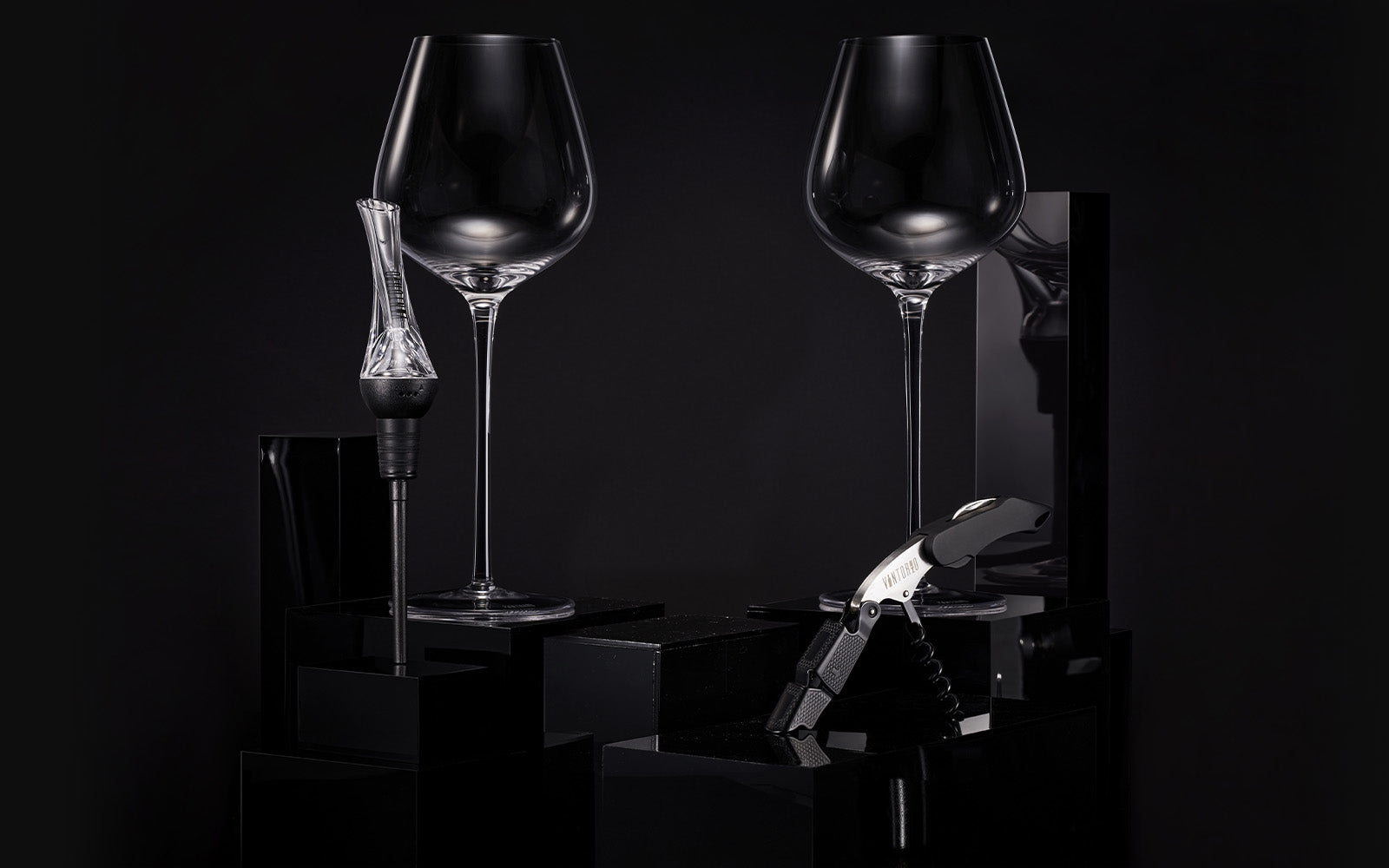 Vintorio Wine Aerator, Wine Glasses, and Wine Opener