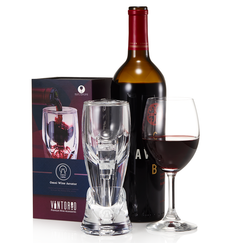 Vintorio Omni Wine Aerator and Red Wine Bottle