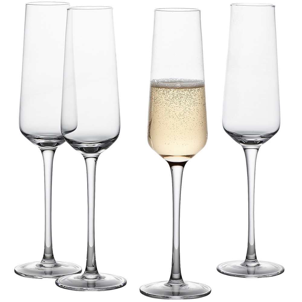 GoodGlassware Champagne Flutes (Set Of 4) 8.5 oz – Tall, Long Stem, Crystal Clear, Classic, and Seamless Tower Design - Dishwasher Safe, Quality Sparkling Wine Stemware
