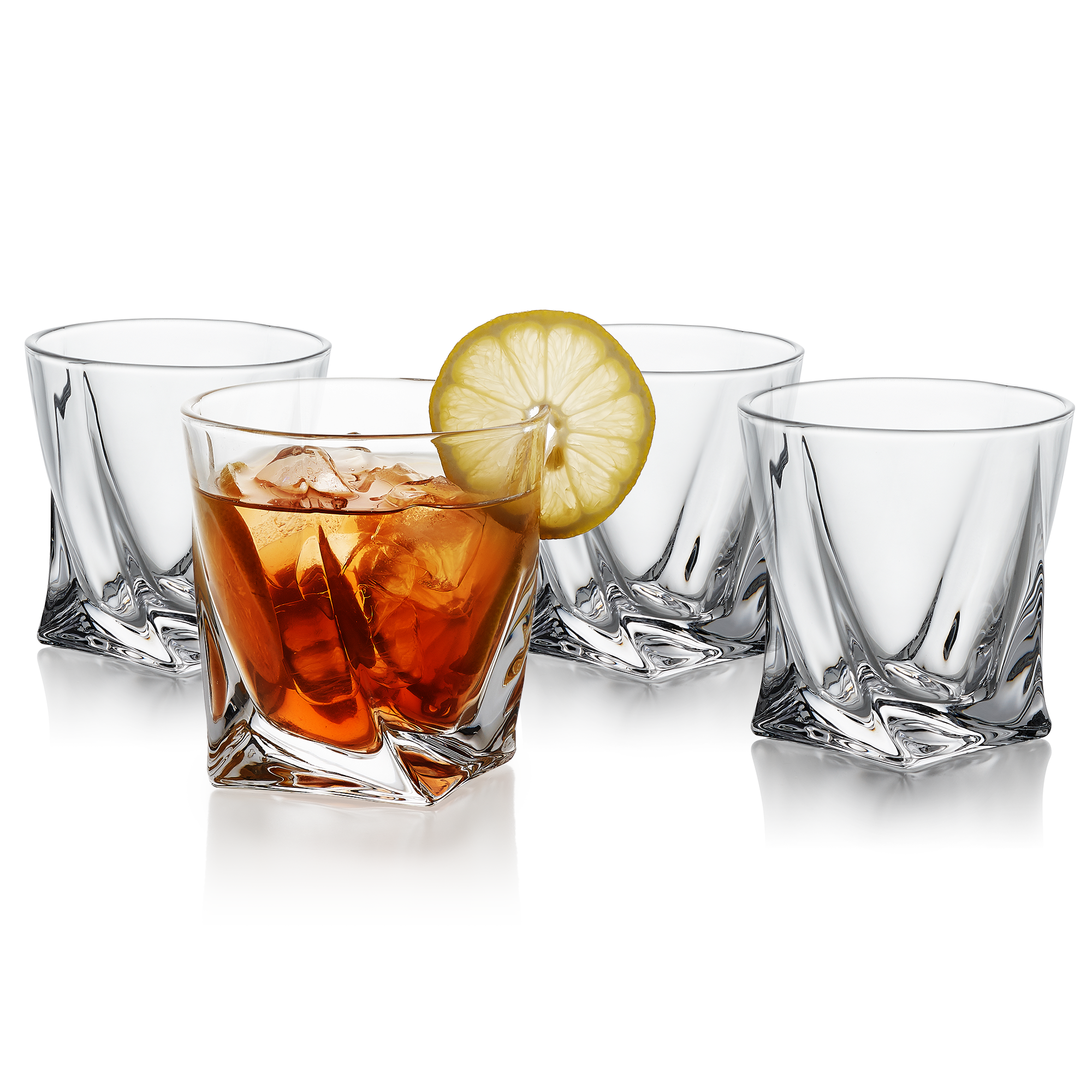 GoodGlassware Swirl Whiskey Glasses (Set of 4) 10 oz - Premium Transparant