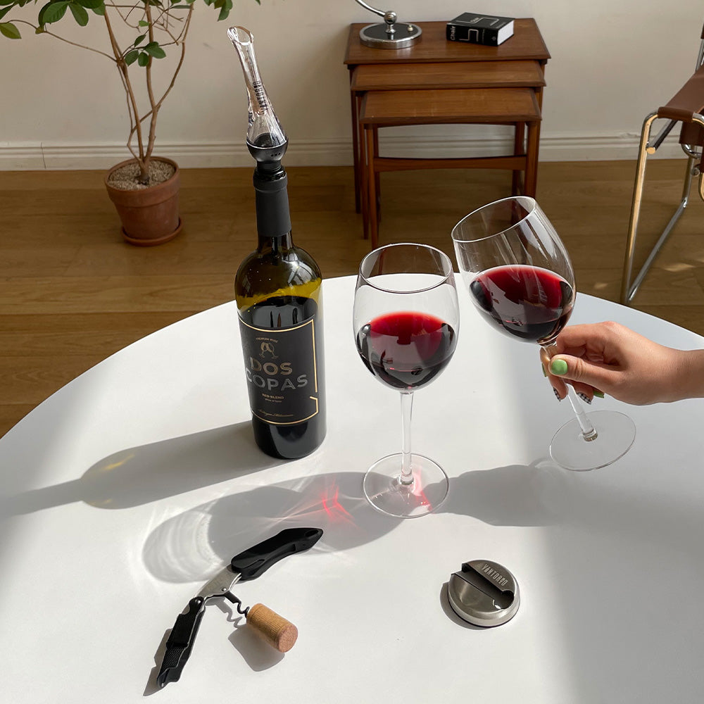Vintorio Wine Aerator, Vintorio Corkscrew, GoodGlassware Wine Glasses with Red Wine