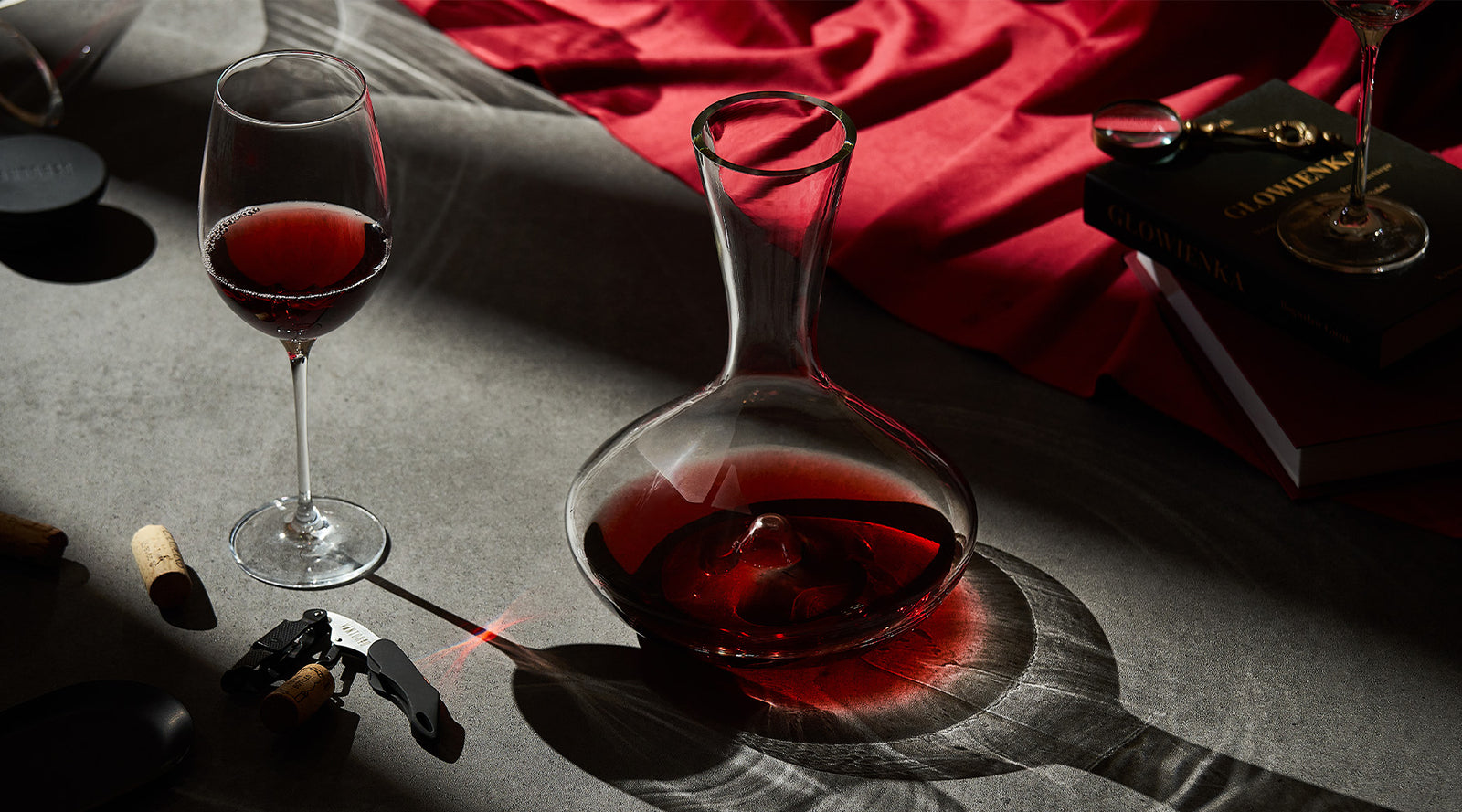 Vintorio Wine Accessories - Crystal Decanter, Wine Opener, and Wine Glasses Set