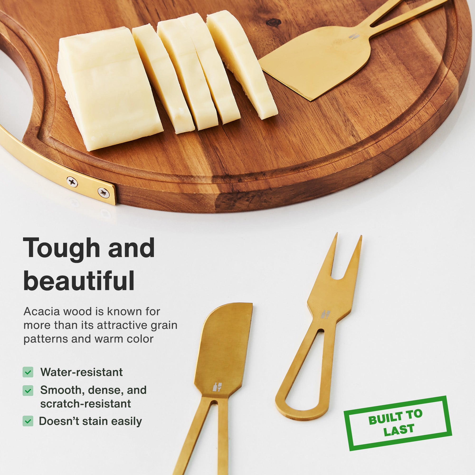 Acacia Wood Cheese Board with Cheese Slicer