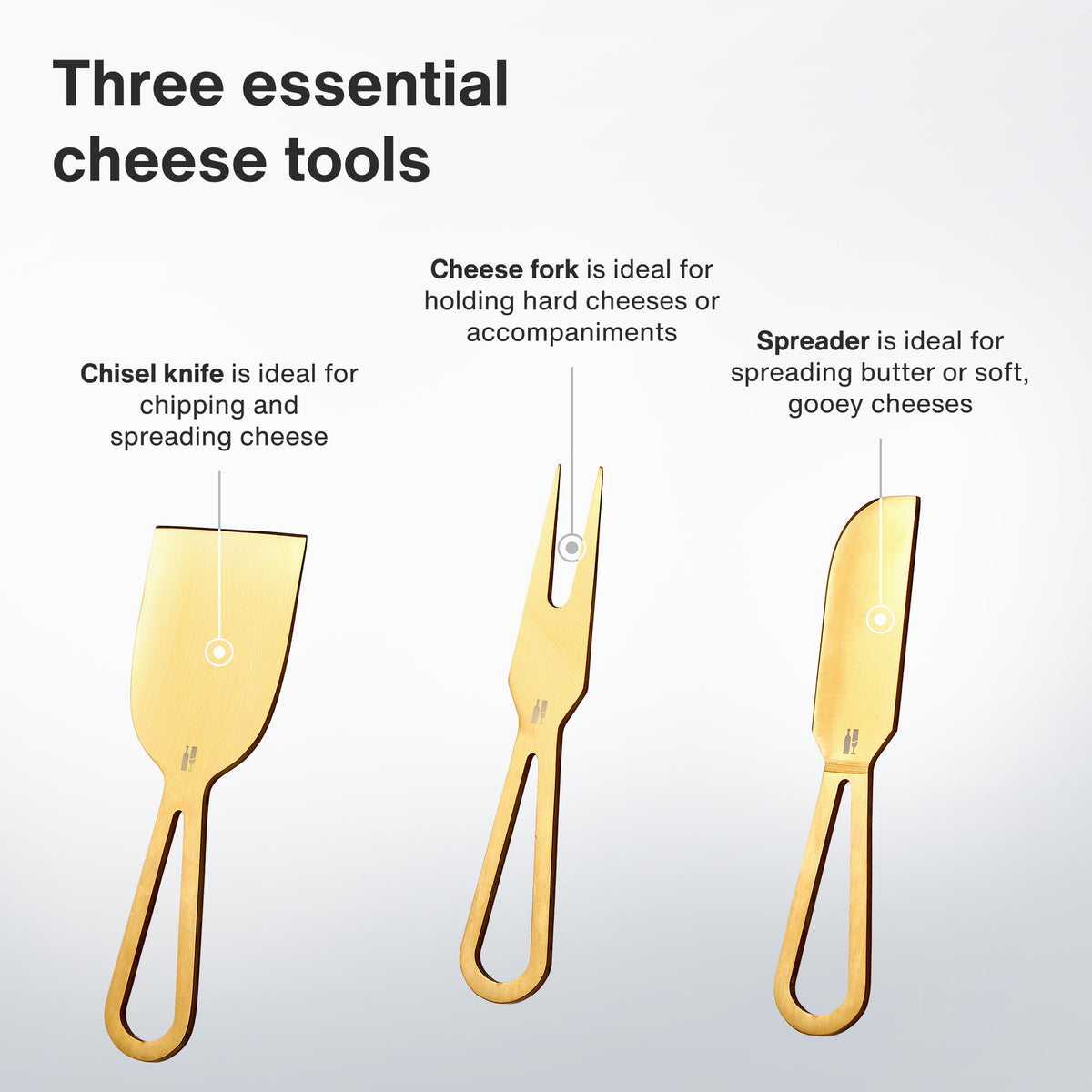 Vintorio Cheese Knife Set (Gold, Stainless Steel)