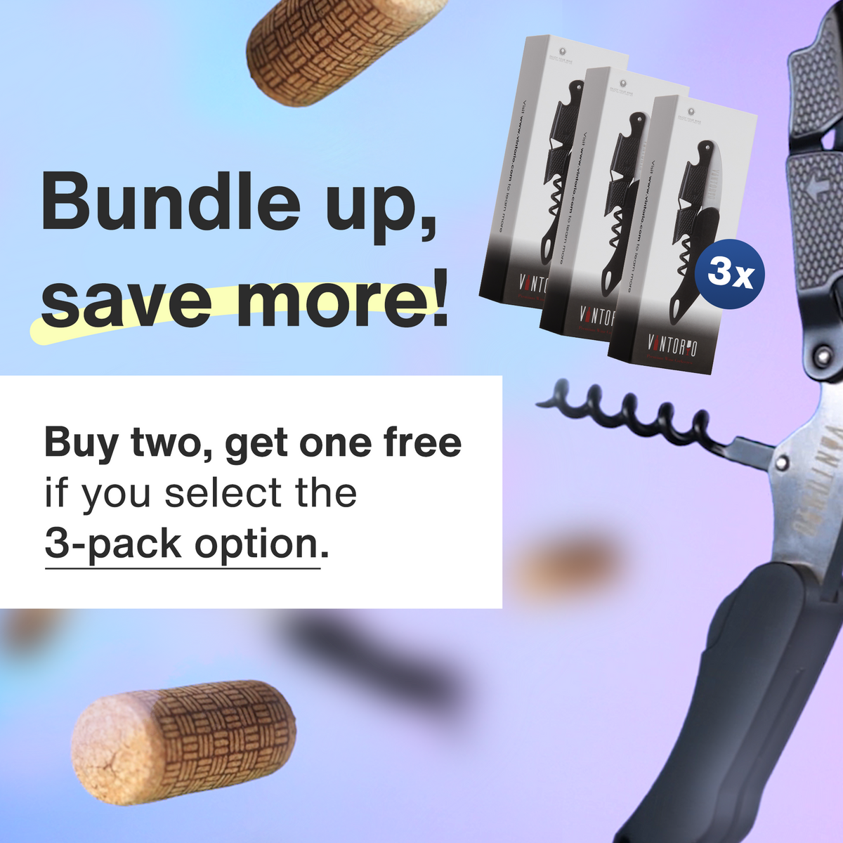 Vintorio Professional Waiters Corkscrew - Wine Key with Ergonomic Rubber Grip, Beer Bottle Opener and Foil Cutter…