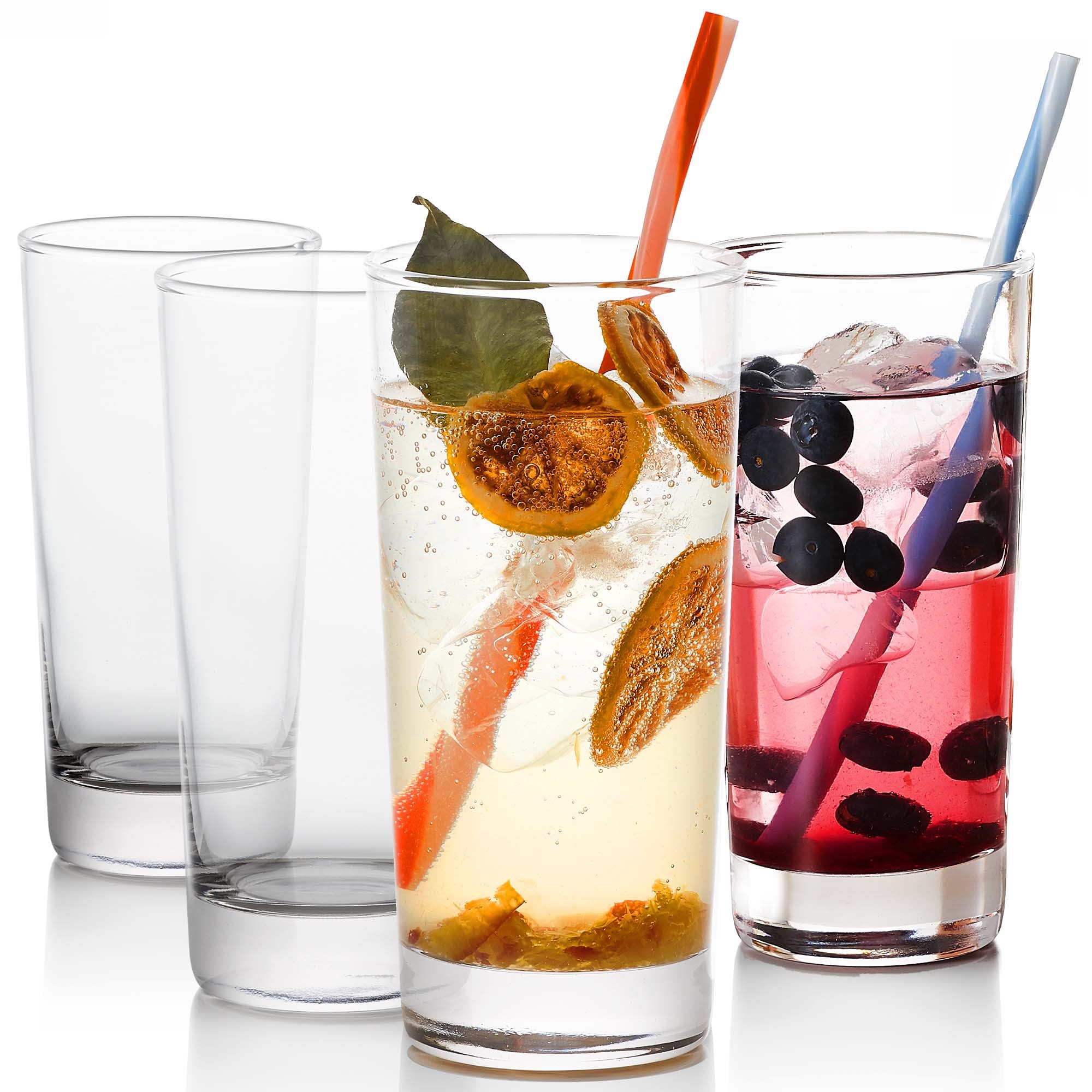 Lead-Free Heavy Base Highball Glasses for Water, Juice Beer and