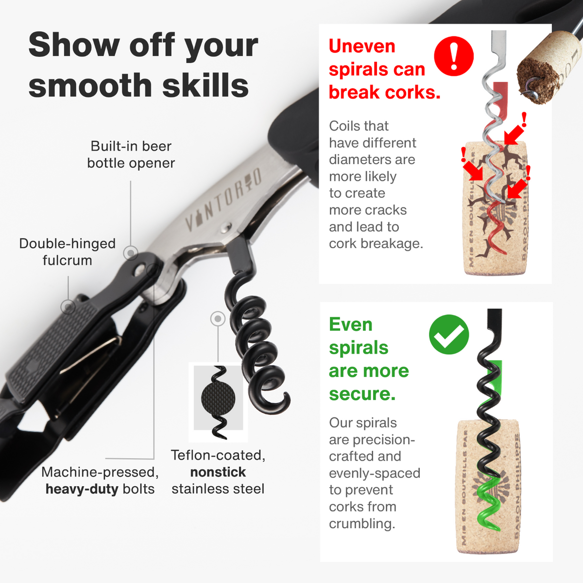 Vintorio Waiter&#39;s Corkscrew - Open wine effortlessly