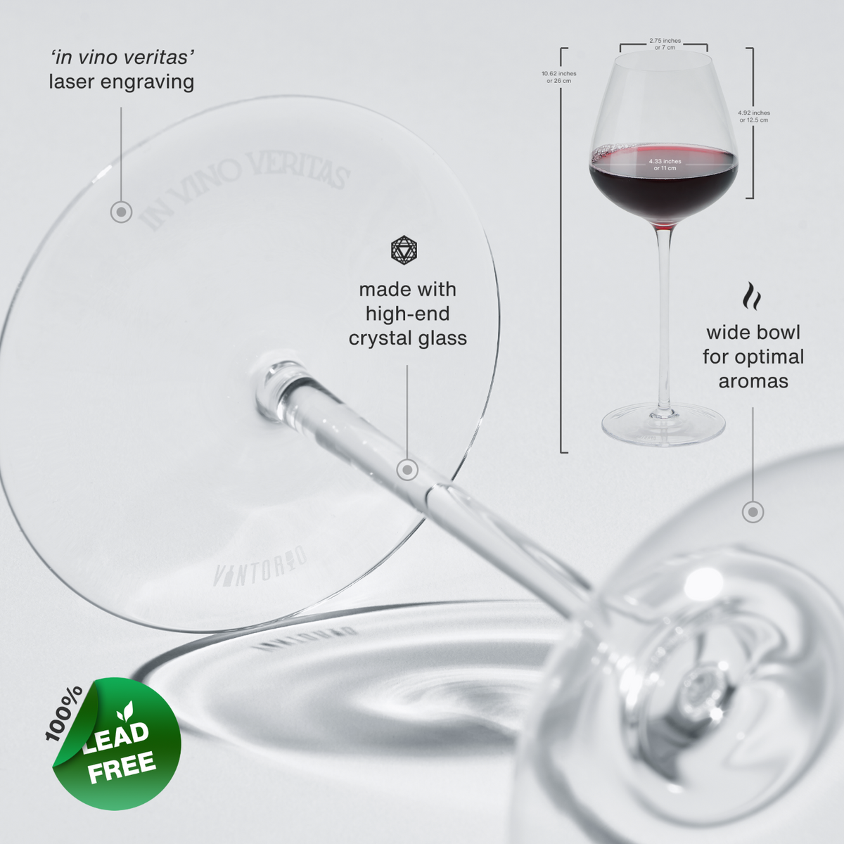 Engraved &#39;In Vino Veritas&#39; Wine Glasses made from crystal
