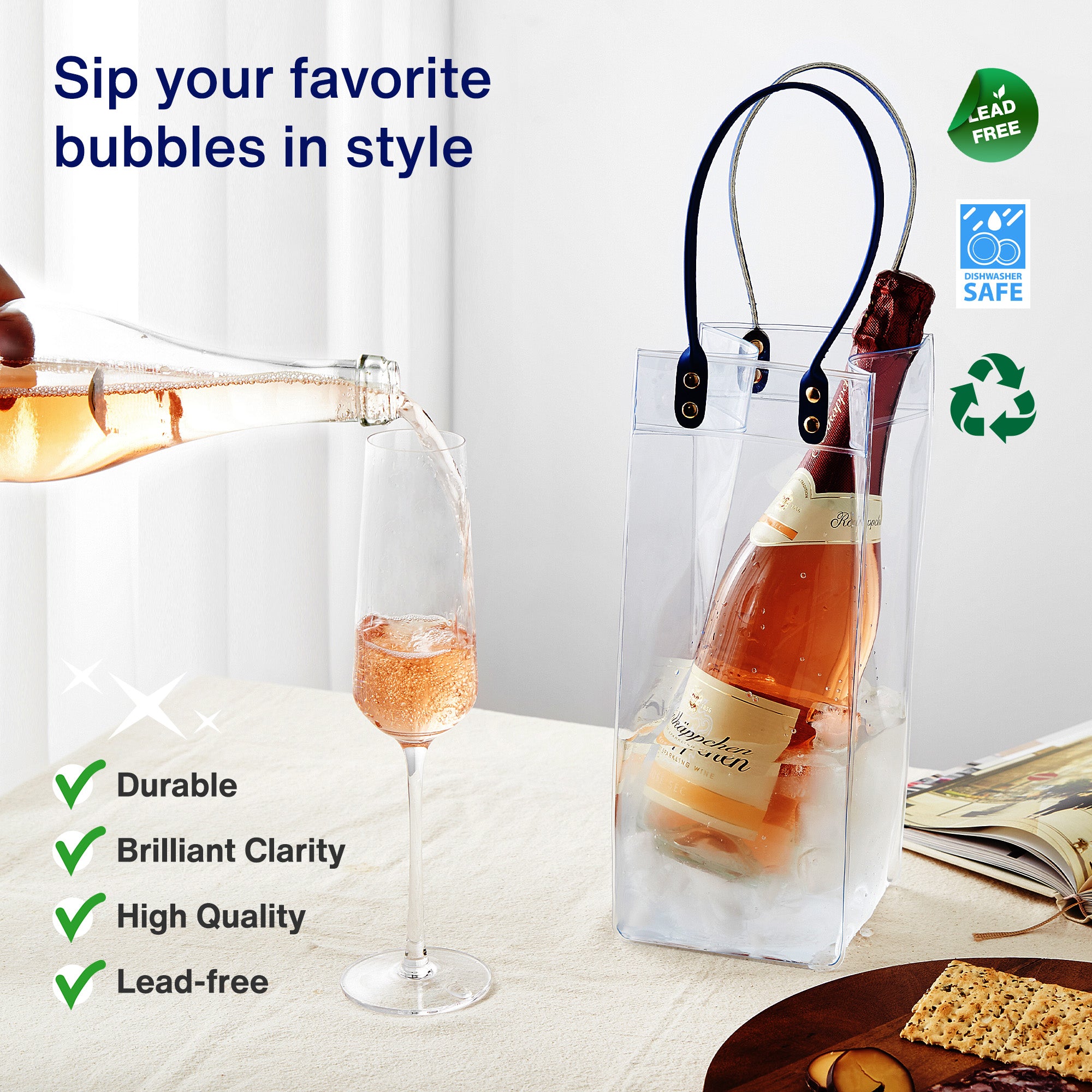 GoodGlassware Champagne Flutes (Set of 4)