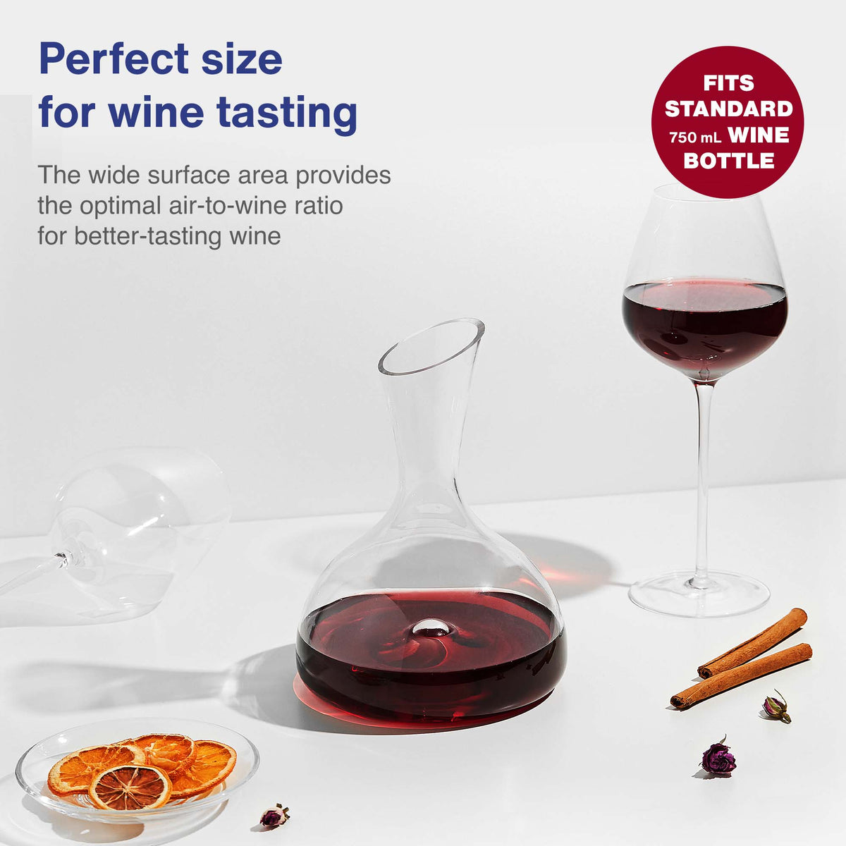 Vintorio GoodGlassware Personal Wine Decanter - Fits standard 750mL bottle of wine