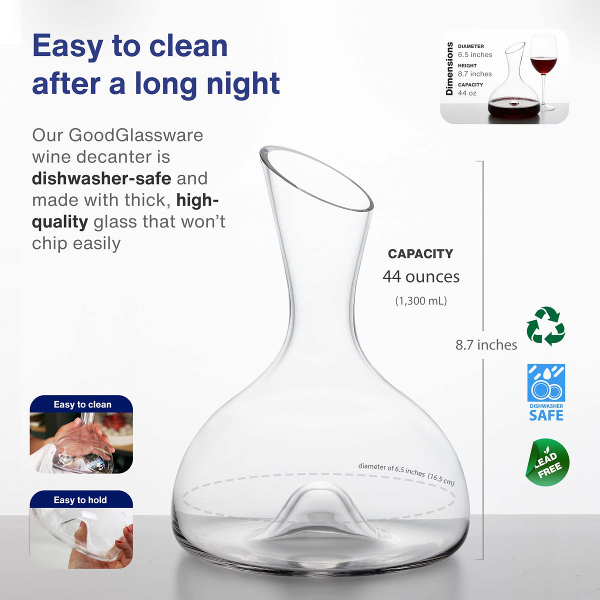 Vintorio GoodGlassware Personal Wine Decanter - Dishwasher-safe and high-quality