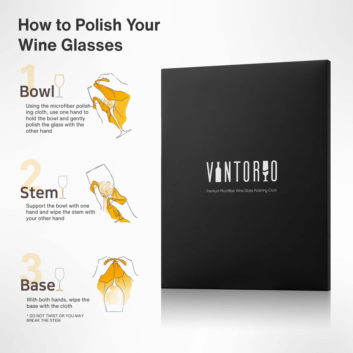 Vintorio Microfiber Cloth for Polishing Wine Glasses (22 x 28&quot;)