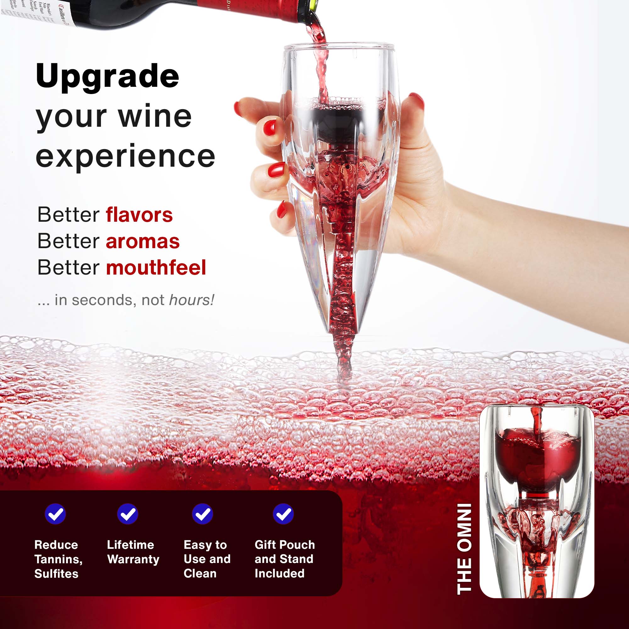 Vintorio Omni Wine Aerator with Stand and Gift Travel Pouch