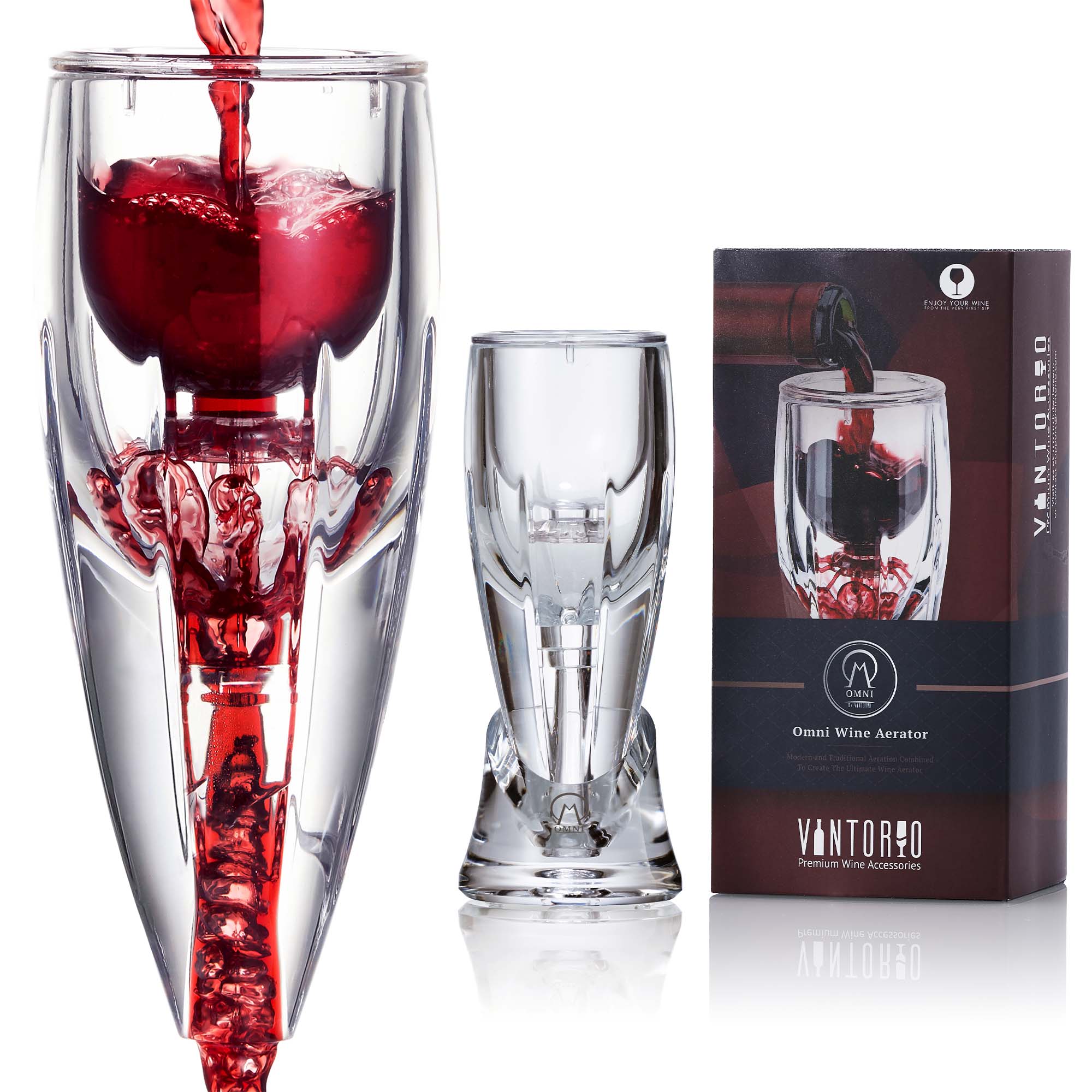 Vintorio Wine Aerator - Omni Edition with Gift Packaging and Travel Pouch