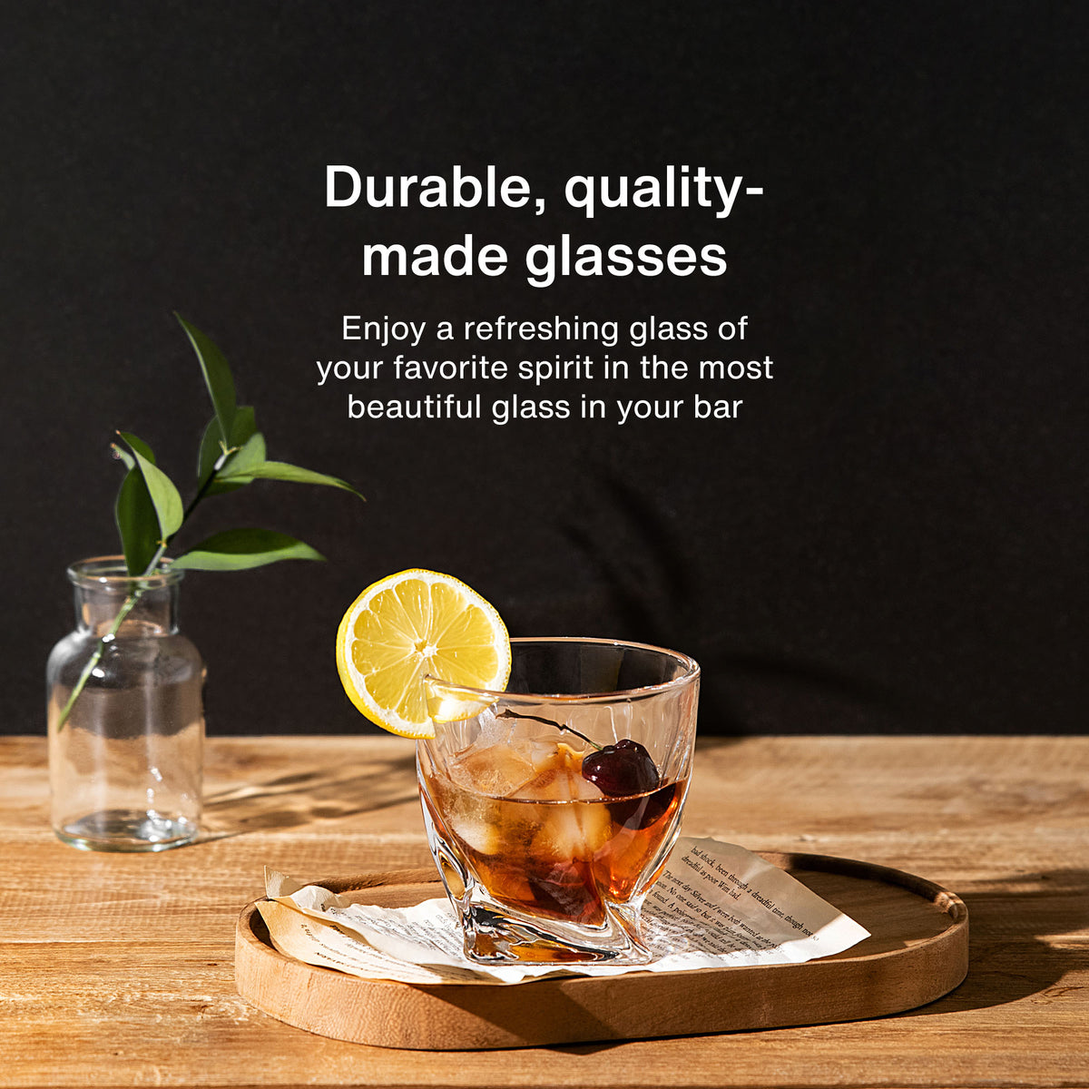 Vintorio GoodGlassware Twist Whiskey Glasses (Set of 4) - Durable, quality glasses