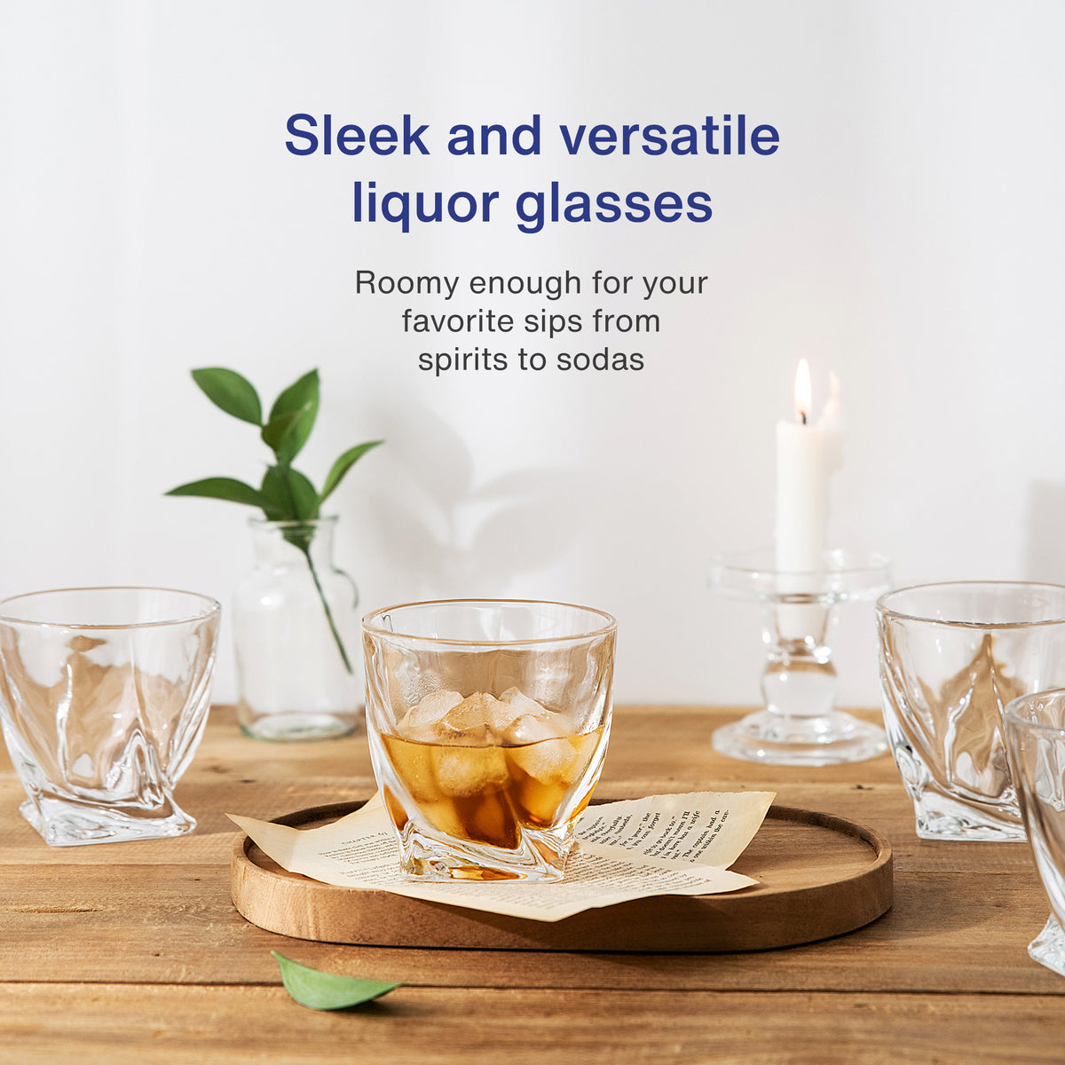 Vintorio GoodGlassware Twisted Whiskey Glasses (Set of 4) - Versatile glasses from spirits to sodas