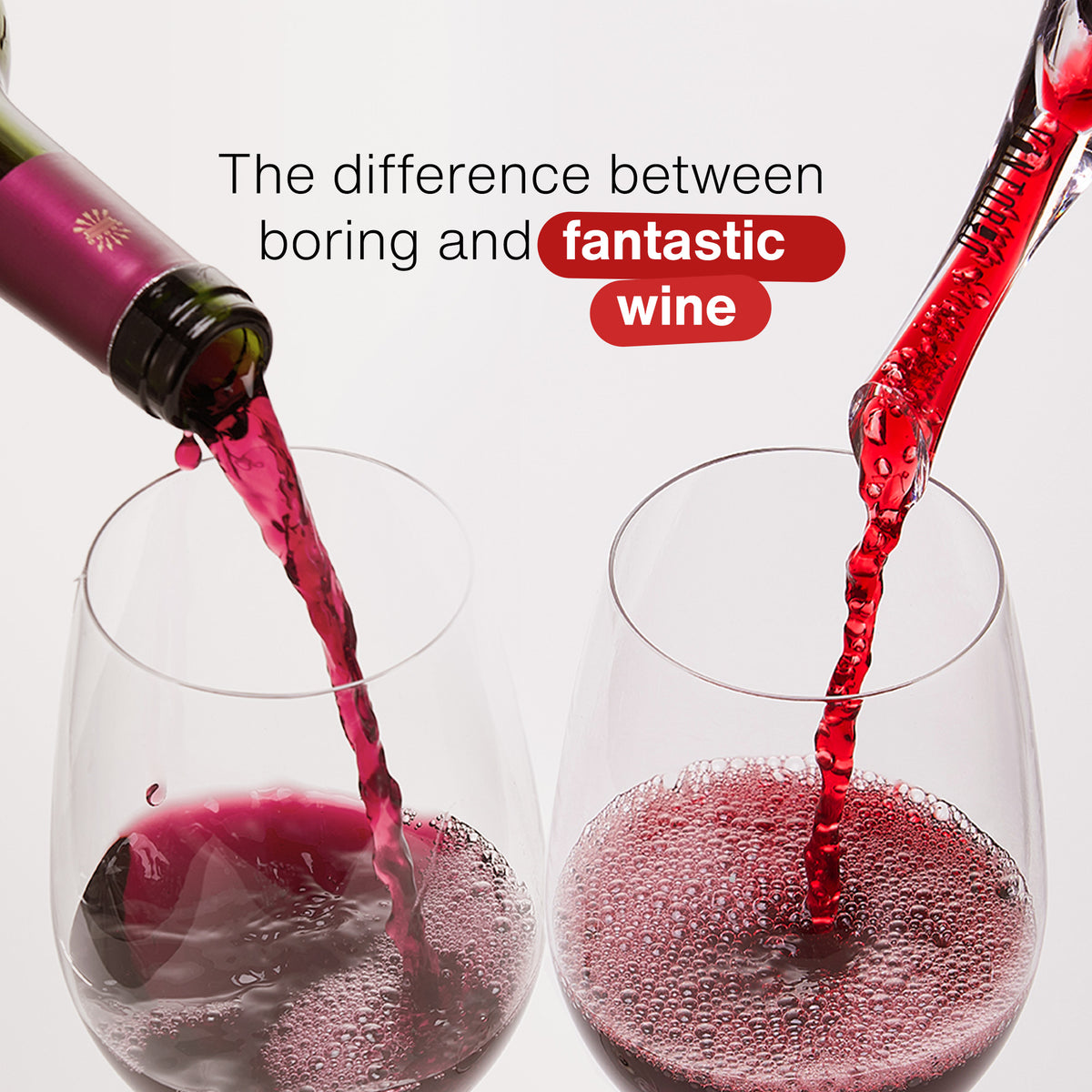 Vintorio Wine Aerator Pourer Bundle (2 Pack, Silver and Black)