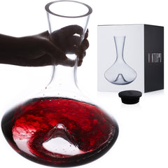 750ml Hand Blown Wine Decanter W/pull Cork and Wood Stand. 