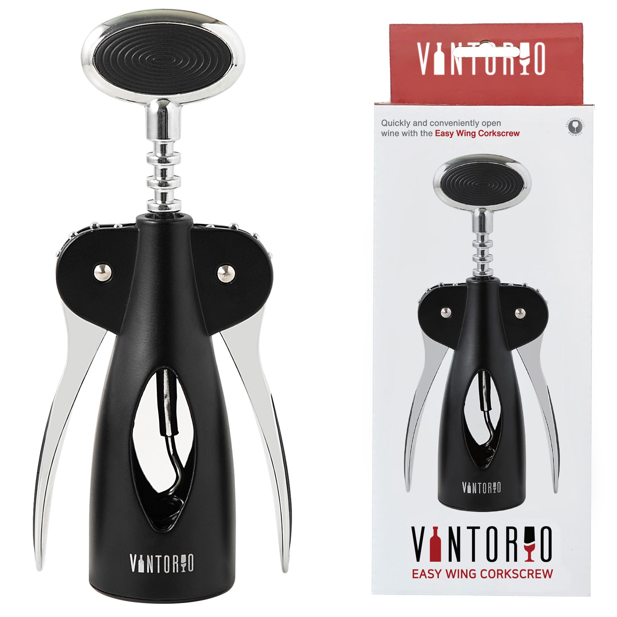 Vintorio Easy Wing Corkscrew Wine Opener - Perfect for Home, Kitchen, or Bar
