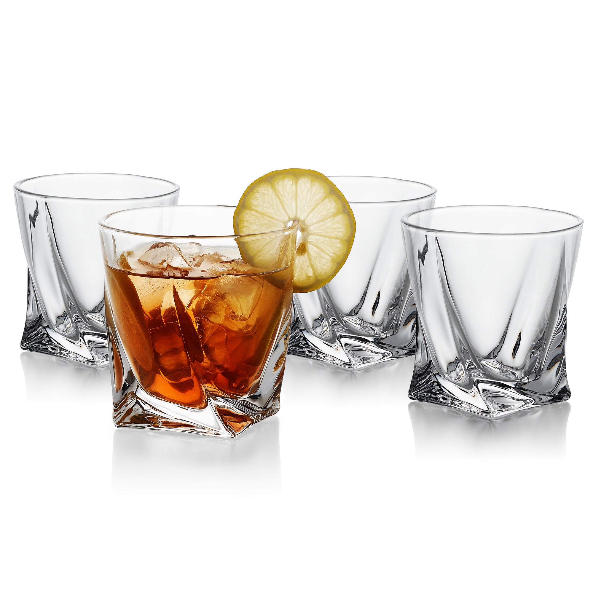 My-Bar Classy Twisted Scotch Glasses – Set Of 4, 100% Lead-Free Crystal, 330ml