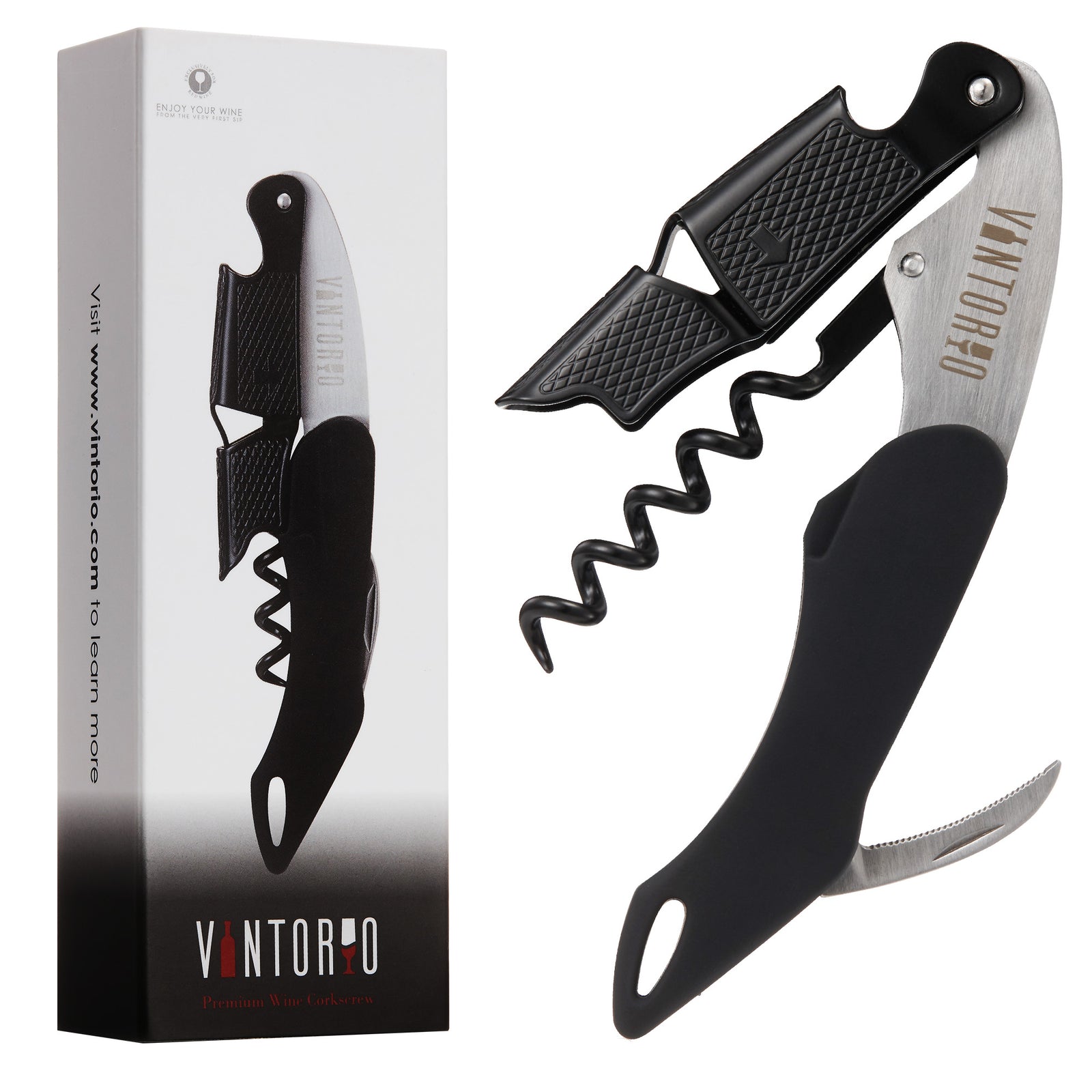 Vintorio Waiter's Corkscrew - Professional Wine Opener for Bartenders, Servers, Restaurants