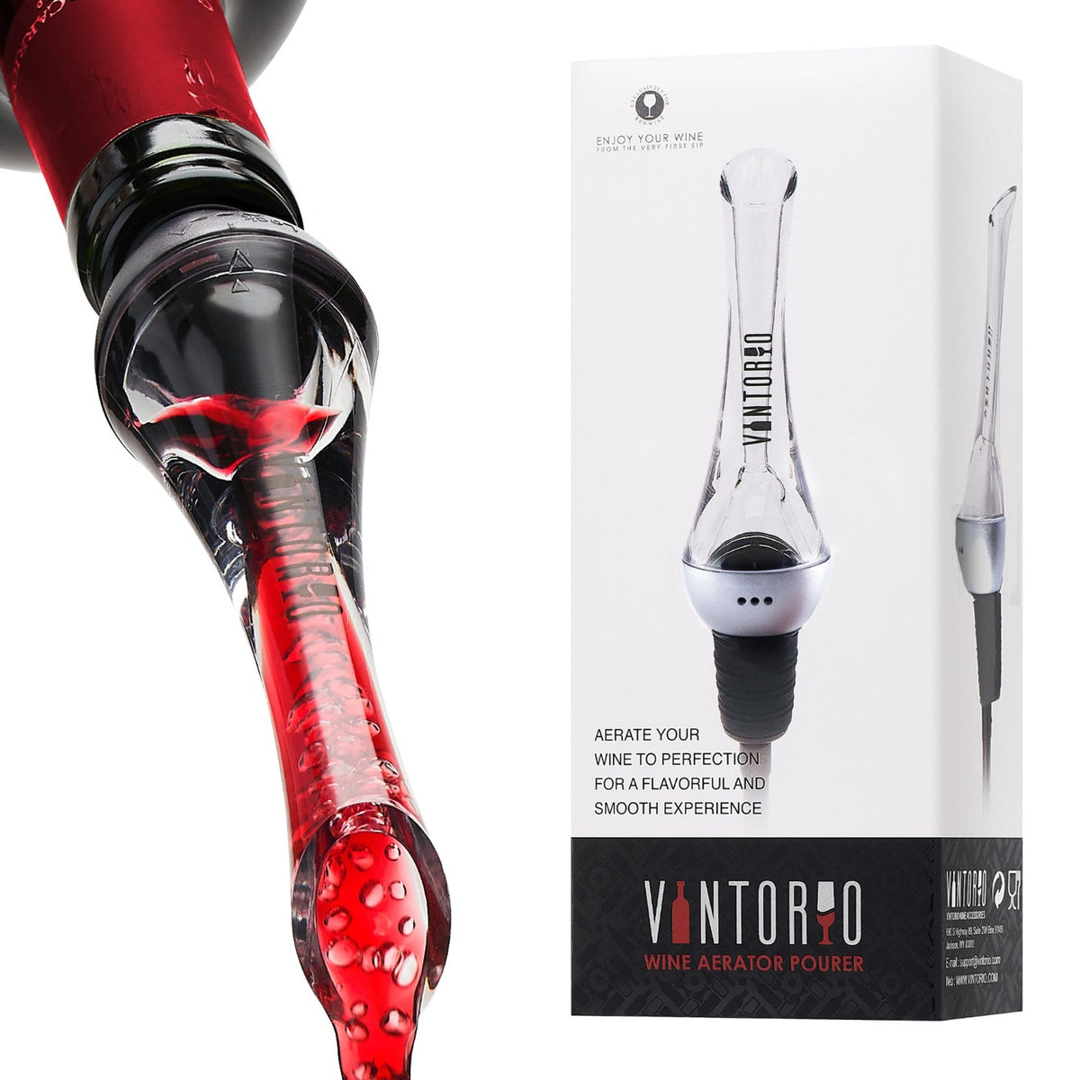 Vintorio Wine Aerator Pourer - Silver Edition with Box
