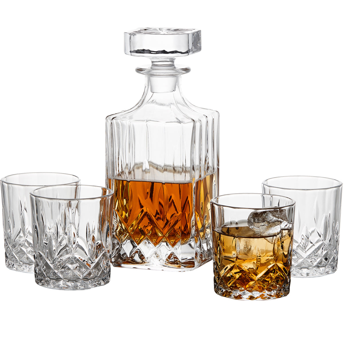 GoodGlassware Whiskey Decanter and Glasses Set (5-Piece Set)